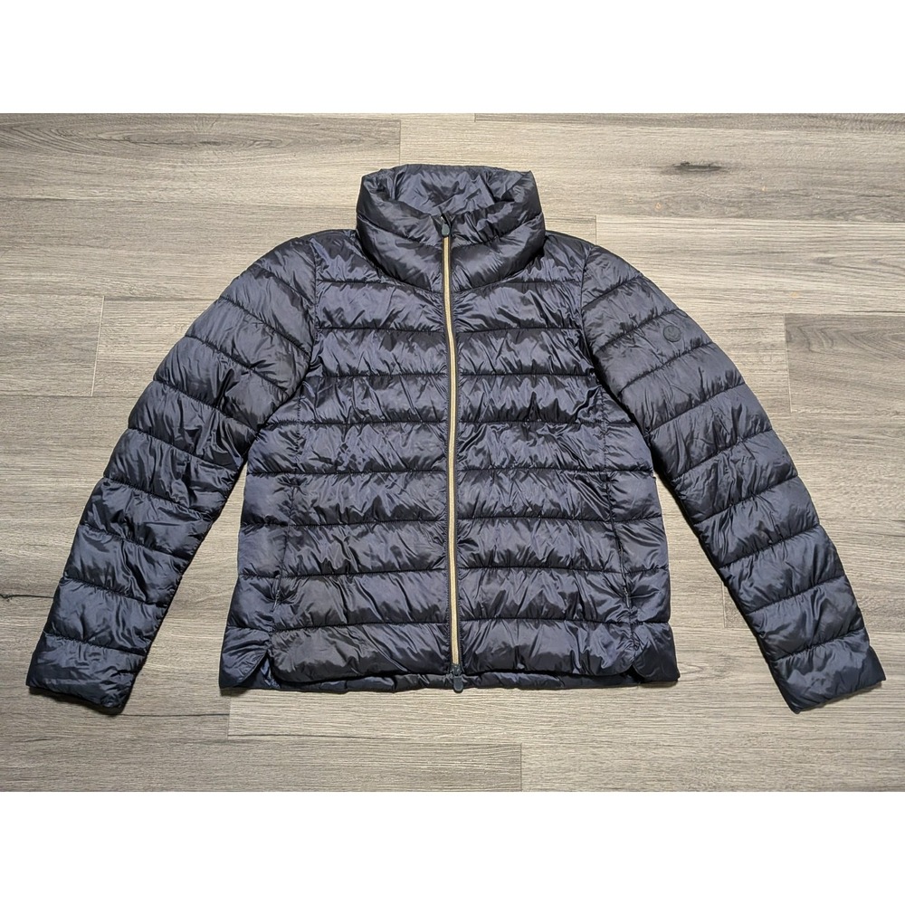 Save The Duck Women's Navy Blue Plumtech Ultra Light Puffer Jacket Size 4/XL